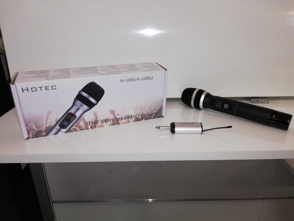 UHF Funkmikrofon mit Mini Akku Receiver, schwarz